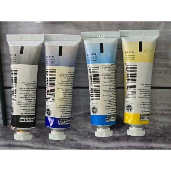 Vintage Lots of 6 Winsor & Newton Artist Oil Paints Smear Tool Incl 2 #6 Brushs - Picture 6 of 10